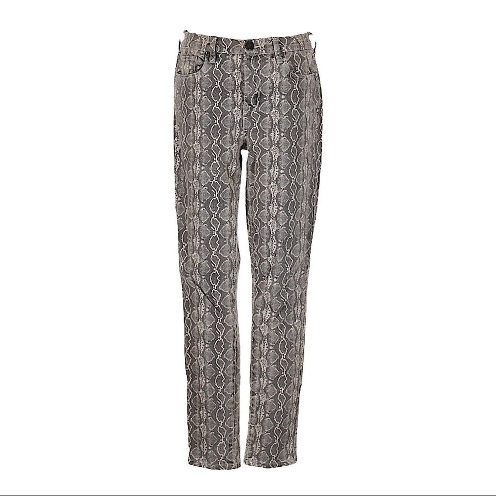 BLANK-NYC The Reade Crop Skinny Jeans 27 Gray Snake Print Cropped Denim Pants